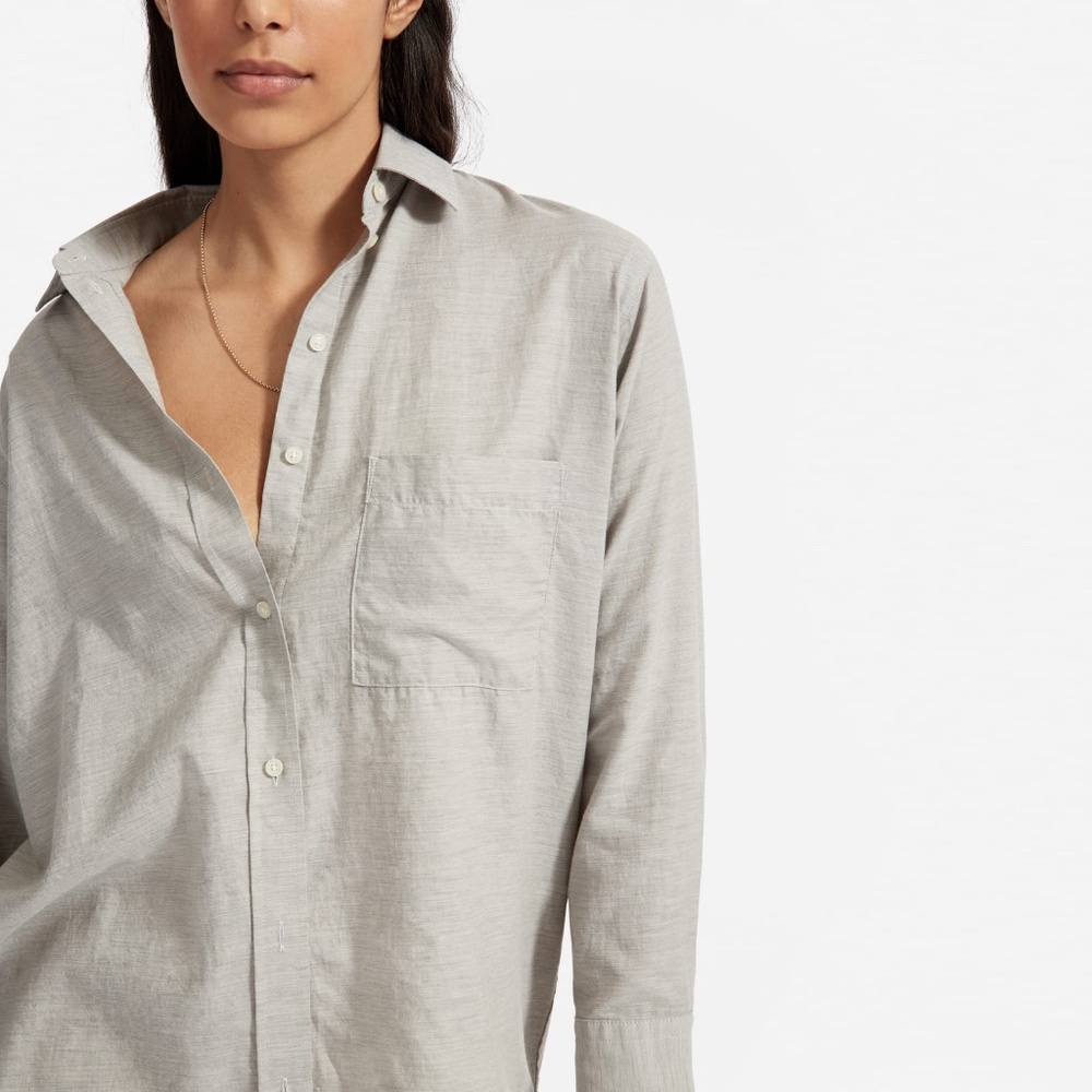 Everlane Lightweight Flannel Oversized Shirt Grey - Size 00